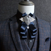 Men's Nightclub Suit with Artificial Diamond Bow Tie Black Slim Fit Formal Tuxedo