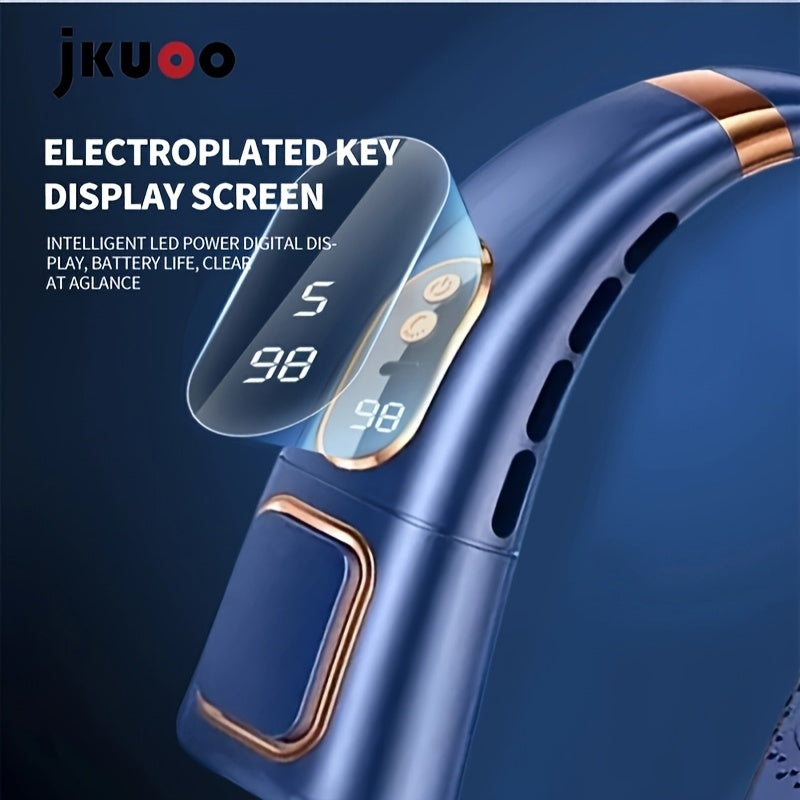 Portable Neck Fan with LED Display, 5-Speed, USB Rechargeable, Wearable Fan for Outdoor and Indoor Use