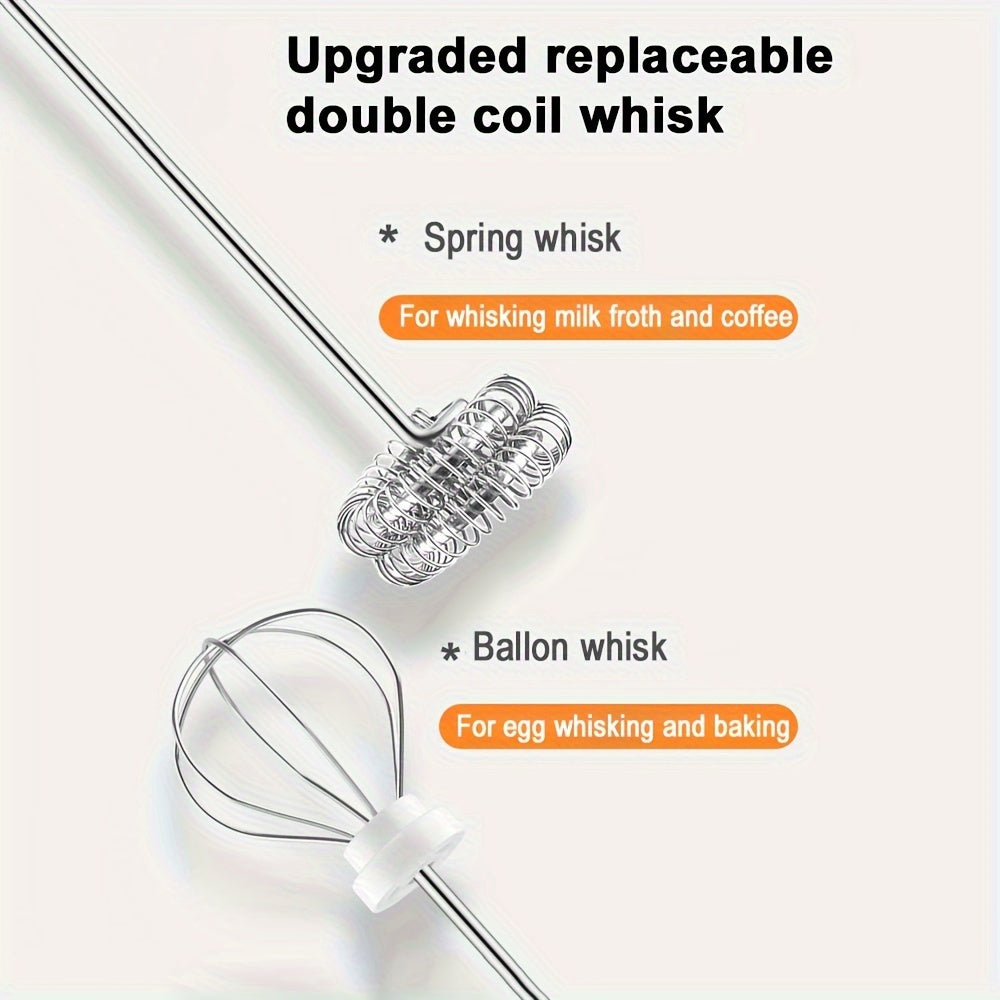 Portable Electric Milk Frother Mixer Rechargeable Stainless Steel Whisks