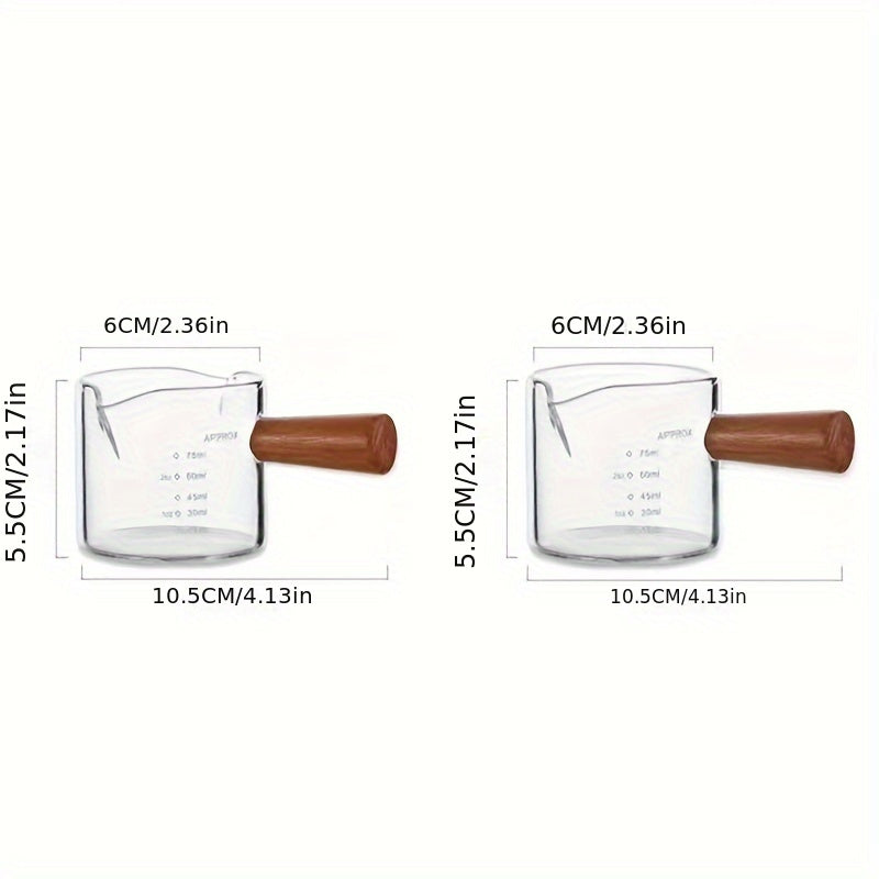 2oz термостойкая стеклянная мерная чашка с деревянной ручкой и двойными носиками