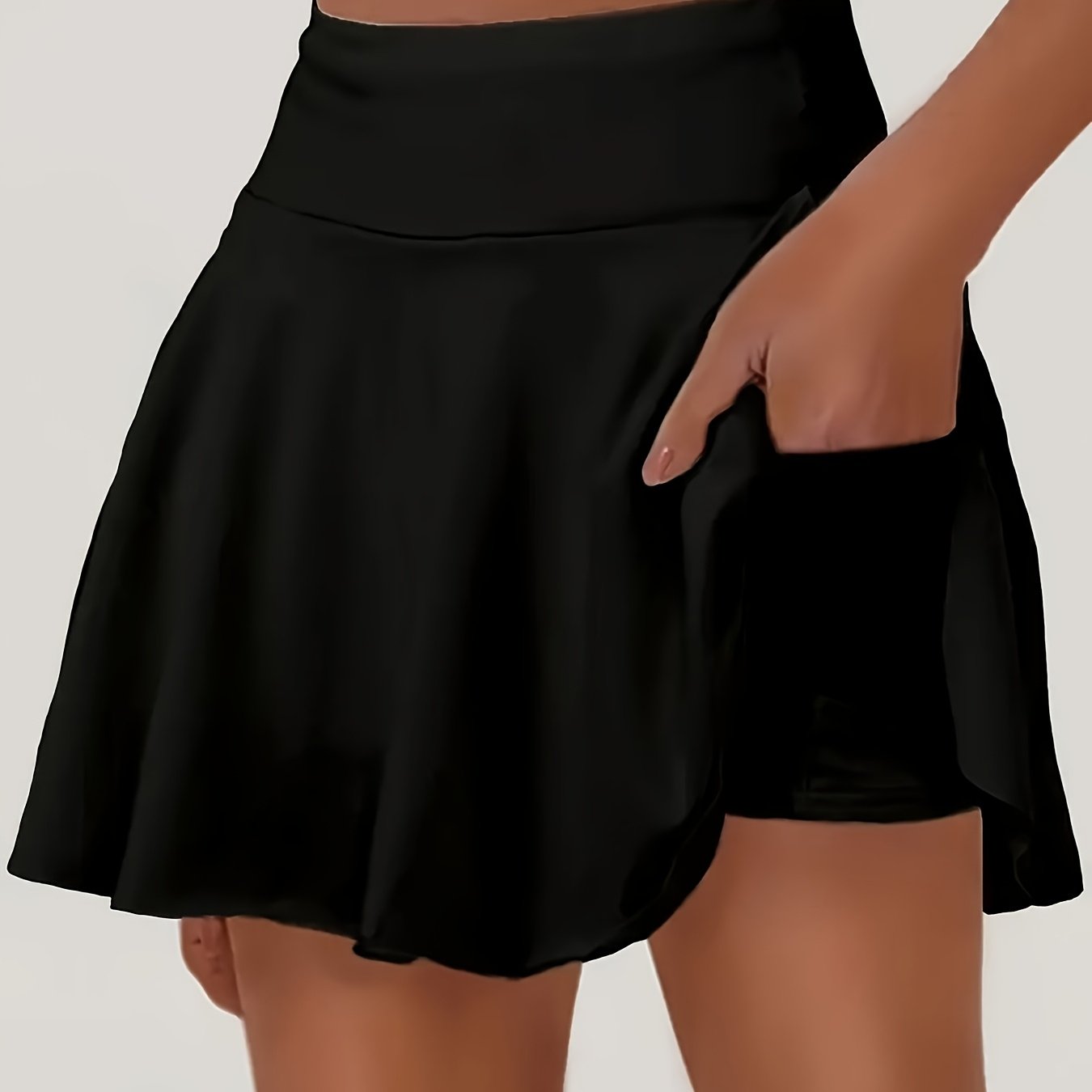 Plus Size Women's Casual Shorts with Pockets Black Summer Running Skirt