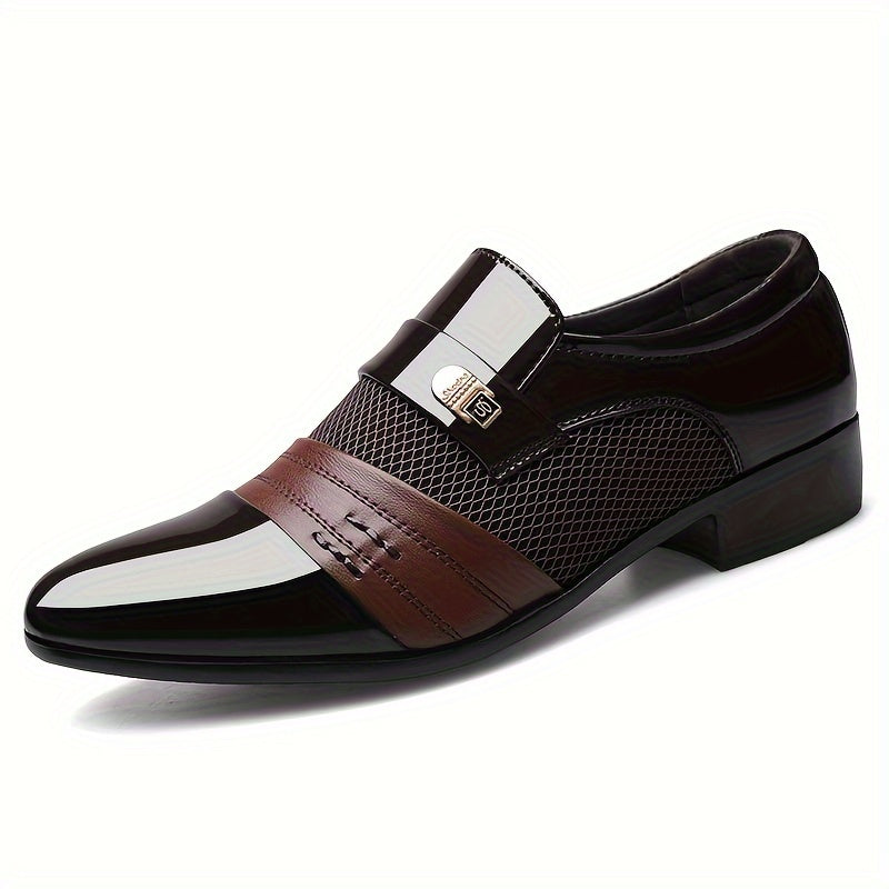 Men's Patent Loafers PU Slip-On Solid Color for Weddings and Office