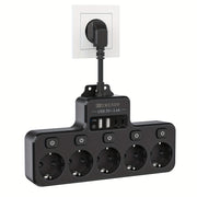 Power Strip with 5 EU Sockets and 4 USB Ports Wall-Mounted Smart Charging