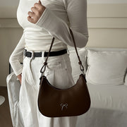 Korean Style Crescent Shoulder Bag PU Leather Fashionable Underarm Bag for Women