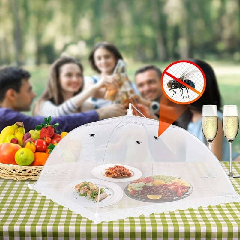 Large White Mesh Food Cover Tent for Outdoor Dining Camping BBQ Picnics Reusable