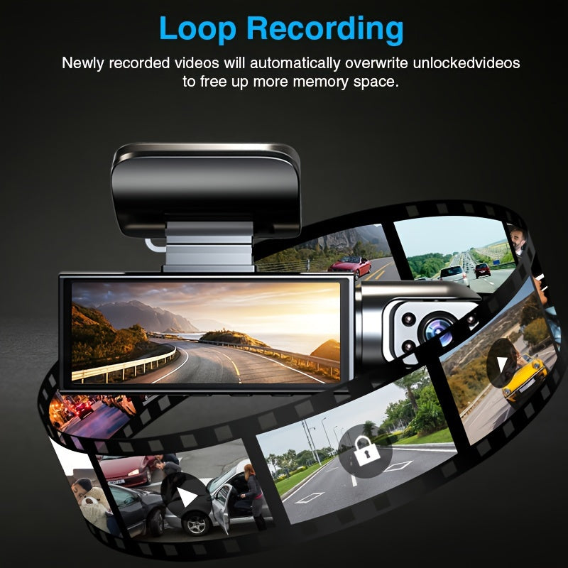 Dual Dash Cam 1080P Front 720P Inside Night Vision Loop Recording G-Sensor Wide Angle