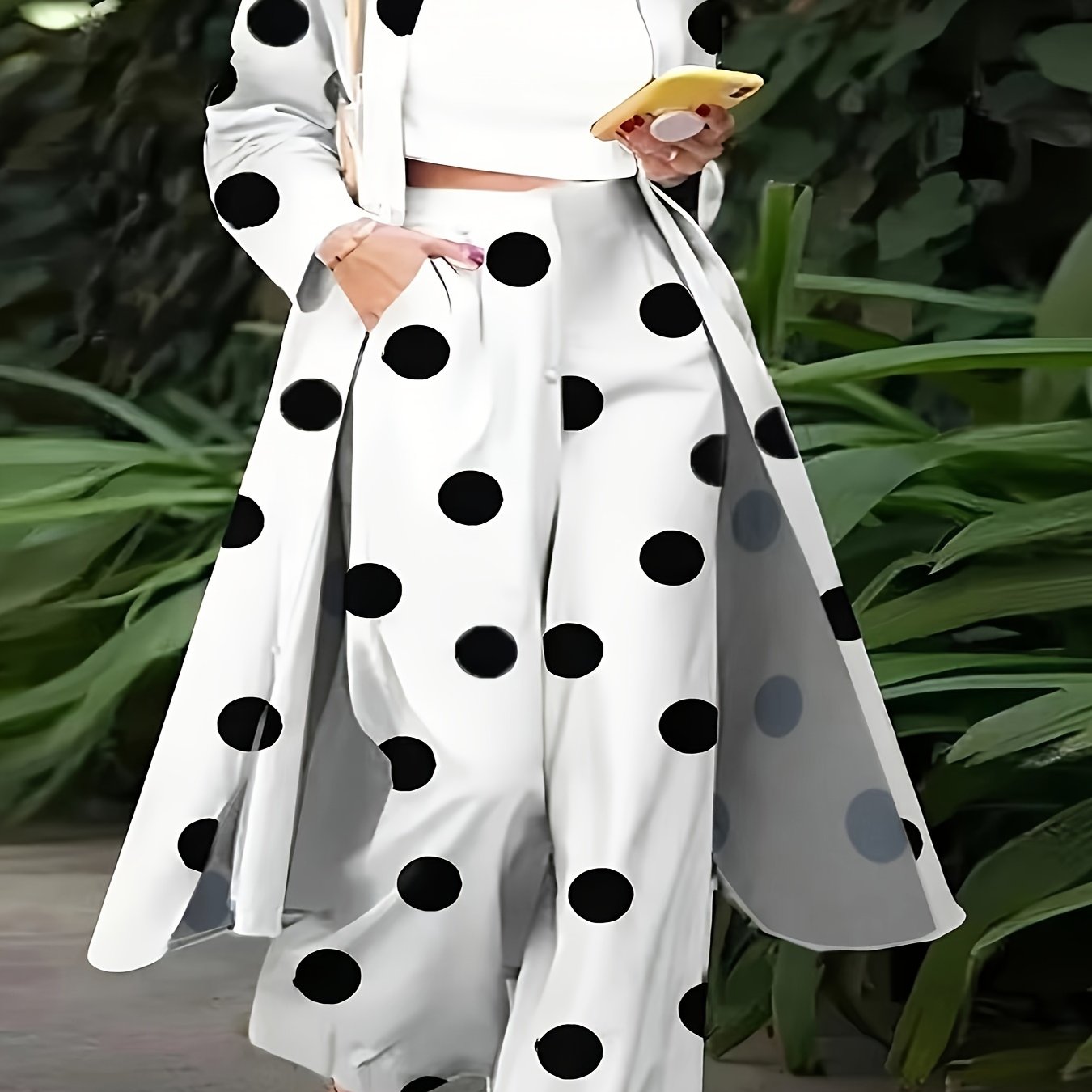 Bahor uchun Polka Dot Print Shimlar To'plami, Ayollar uchun Katta O'lchamdagi Tasodifiy Kiym