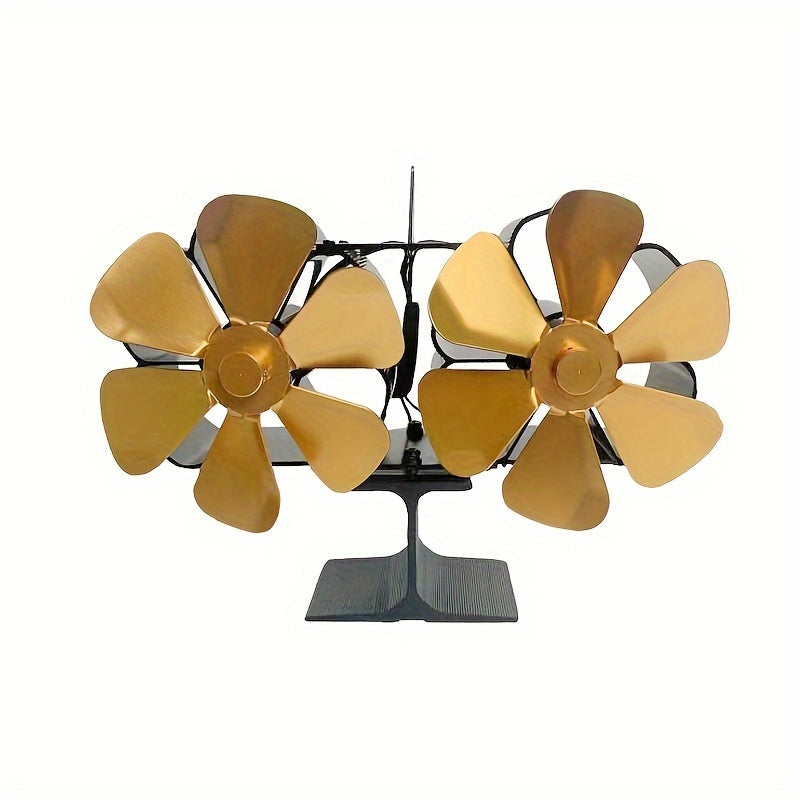 Dual Motor Wooden Fireplace Fan with 12-Blade Thermal Activation for Stoves