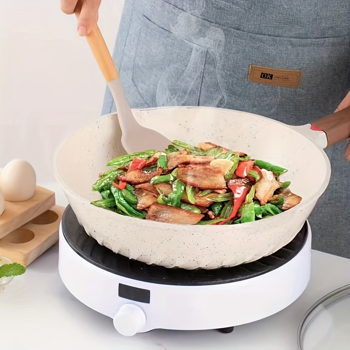 12-Piece Silicone Kitchen Utensil Set with Wooden Handles Khaki Non-Stick Heat-Resistant