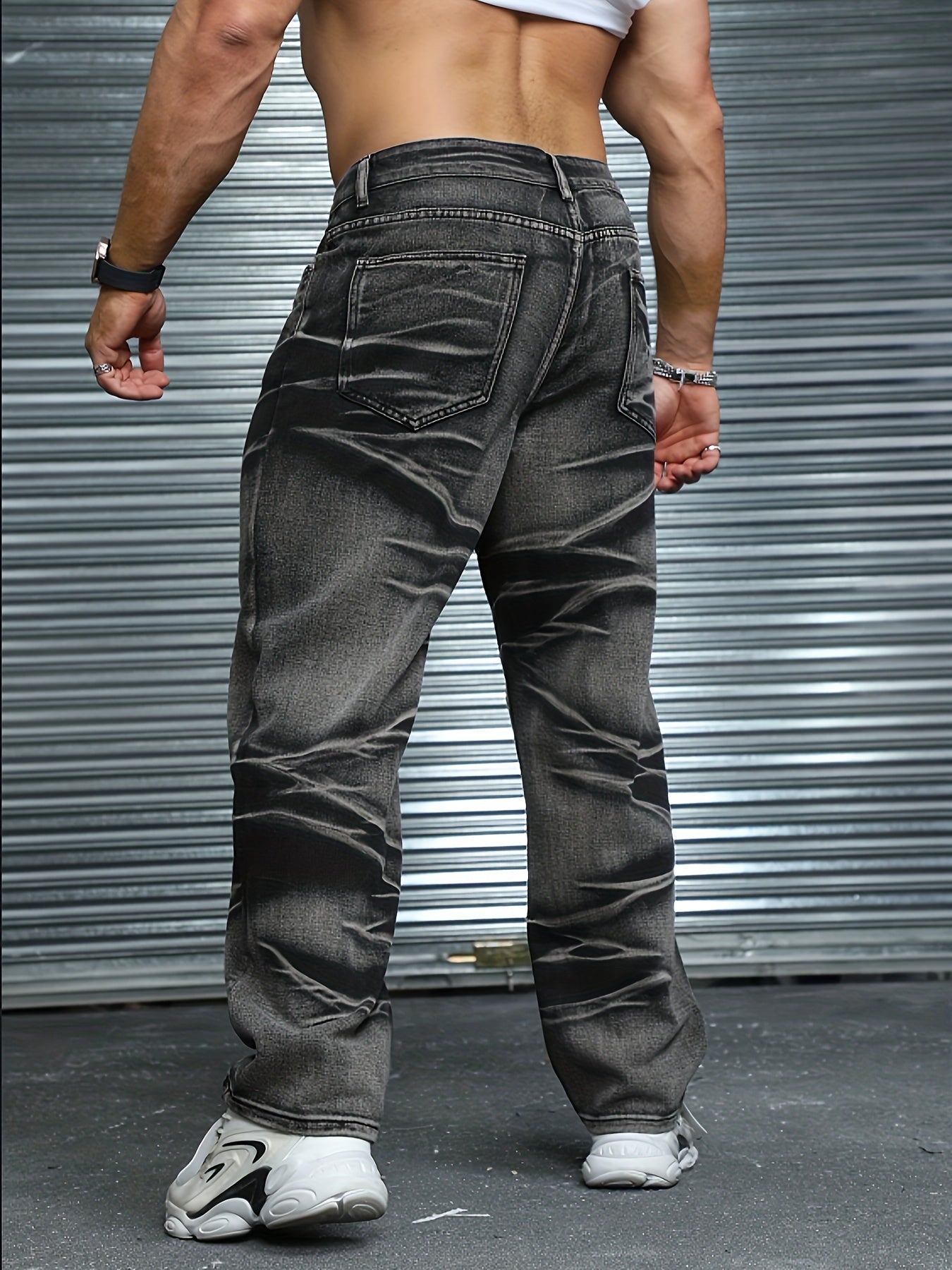 Men's Plus Size Tie-Dye Denim Jeans Asymmetrical Casual Woven Cotton Polyester