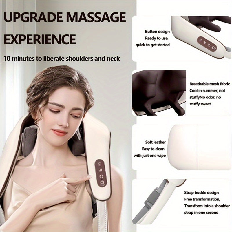 Yuqori sifatli litiy batareyasi bilan elektr bo'yin massajchisi, uzoq batareya umriga ega, yelka va bo'yin uchun bir vaqtning o'zida tugma bosish, haqiqiy so'rish.