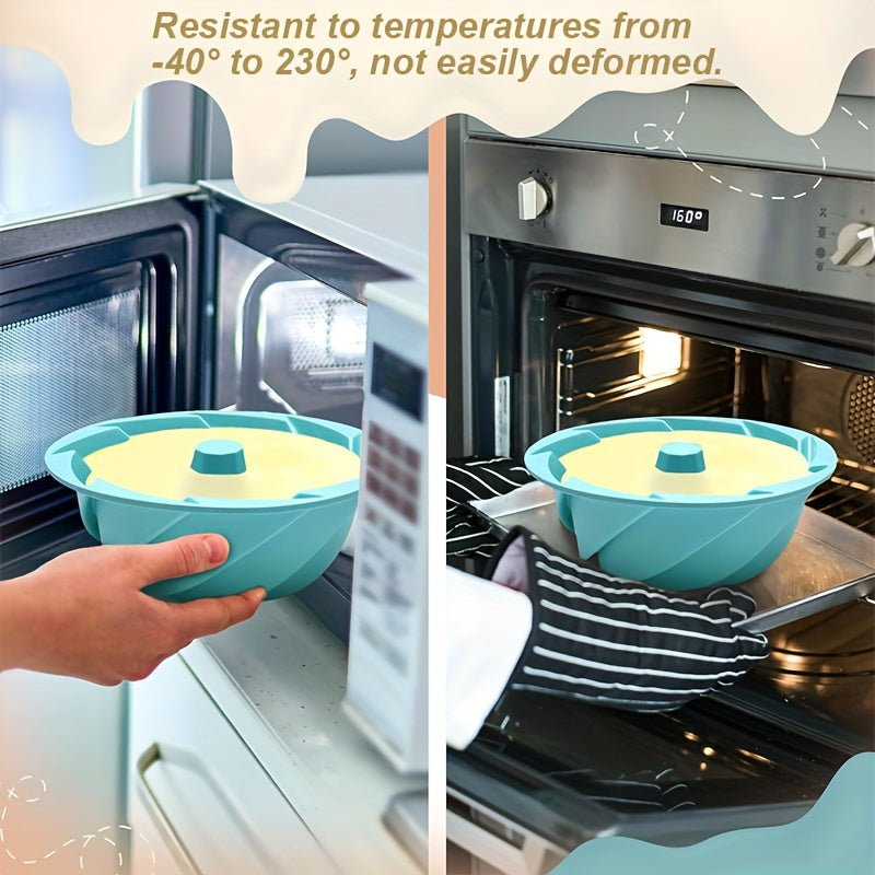 Silicone Bundt Cake Mold Set with Whisk and Egg Separator Red Spiral Fluted Tube Pan for Baking