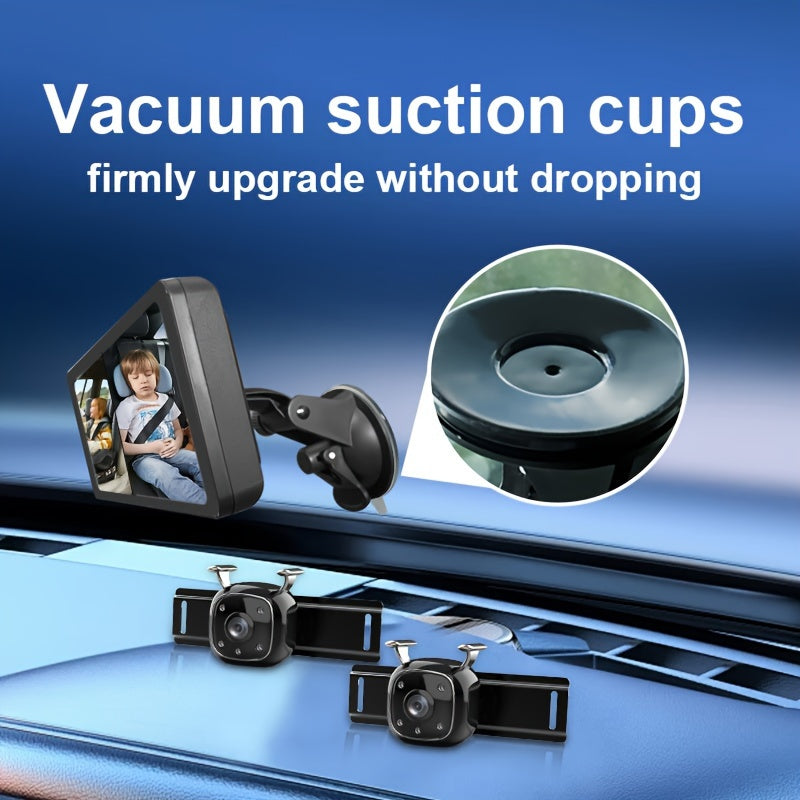 Car Camera with IR Night Vision and 17.42cm Rear Seat Monitor for Safe Night Driving