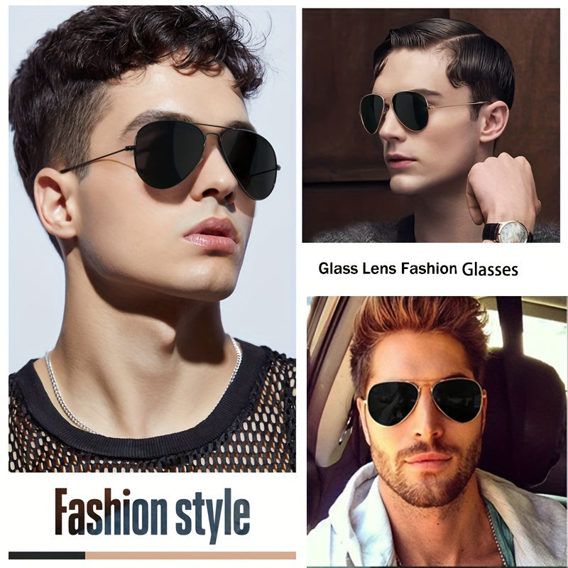 Unisex Fashion Glasses with Metal Frame and Glass Lenses