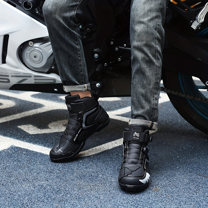 Women's Short Leather Boots All-Season Pull-On Casual Motorcycle Shoes