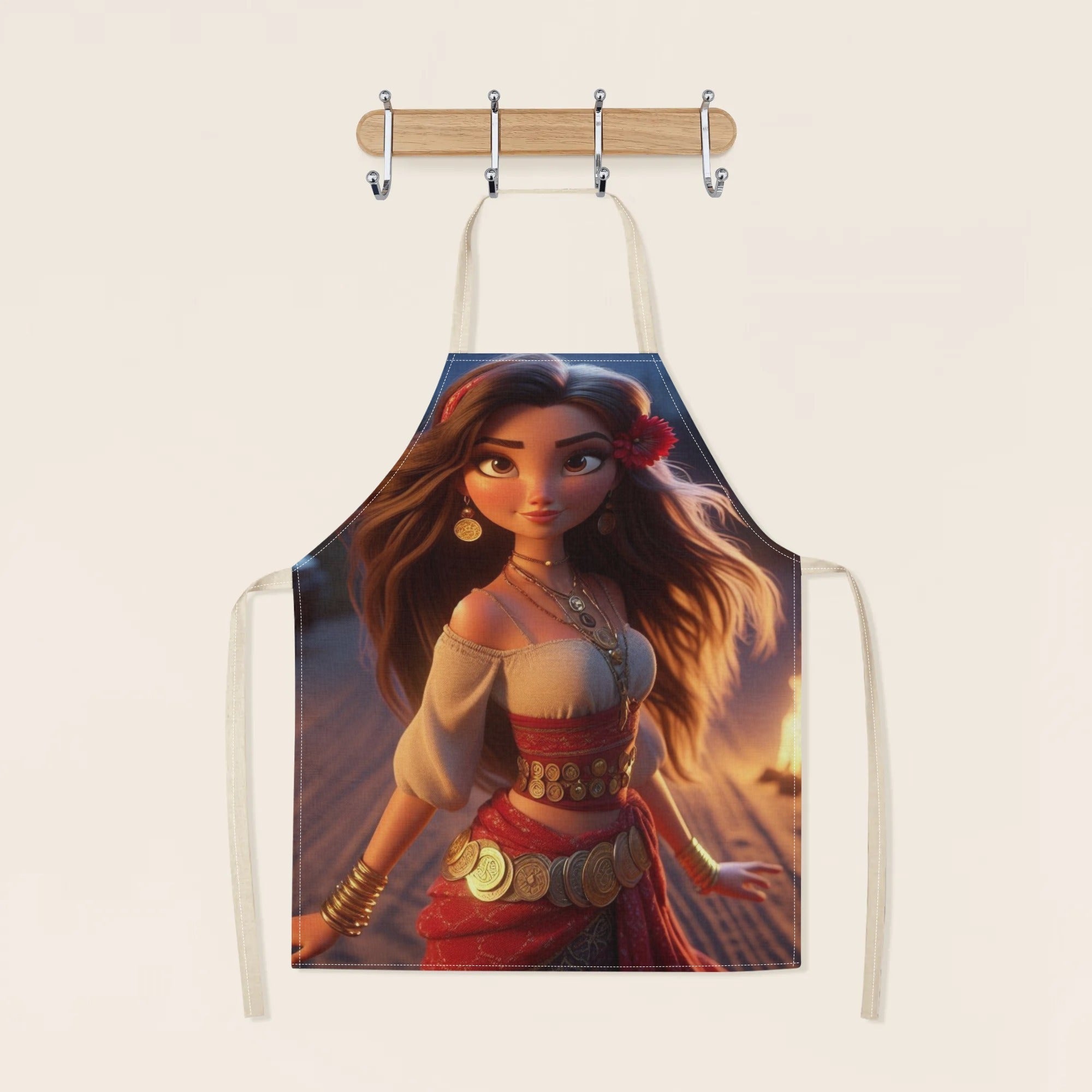 Waterproof Elsa Apron Polyester Floral Pattern for Kitchen Restaurant Hotel Use