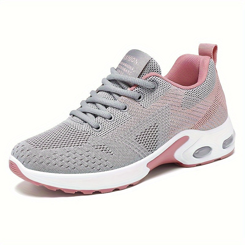Zapatillas casuales de colorblock para mujer con cordones, ligeras, para caminar, talla grande
