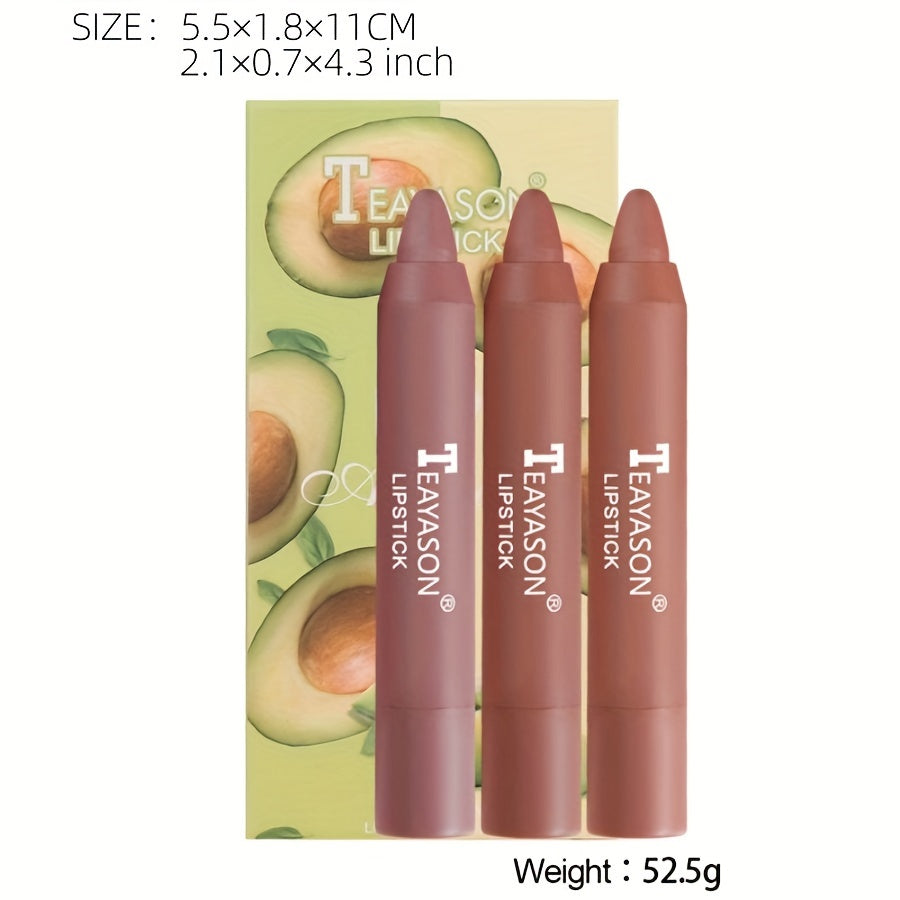 Set de 3 barras de labios mate para mujer, Velvet Air Cream, tonos nude de larga duración