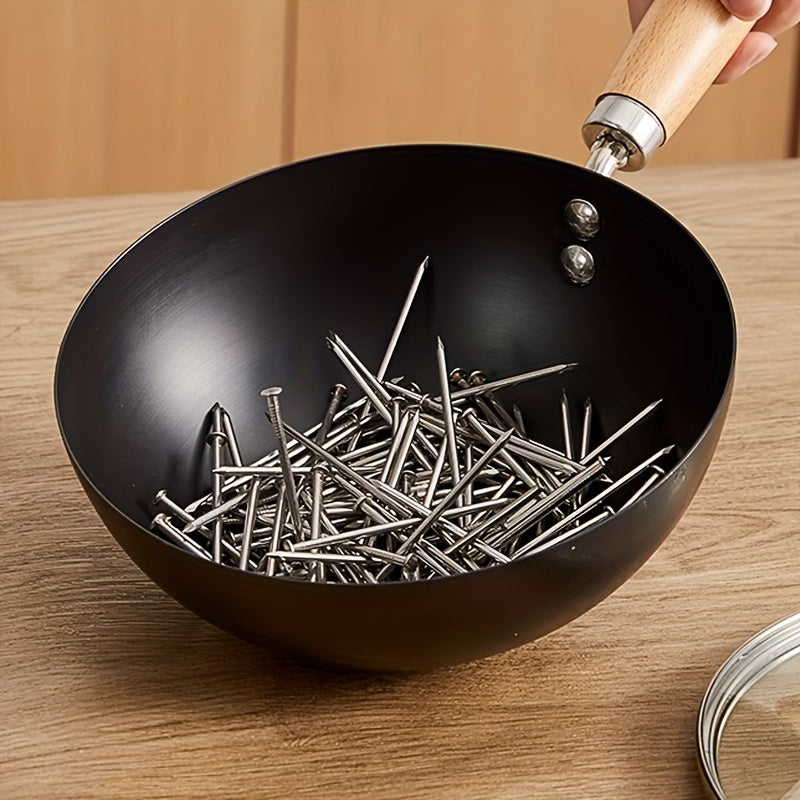 Cast Iron Wok Set with 3 Sizes 18cm 22cm 24cm Non-Stick for Stove Top Cooking