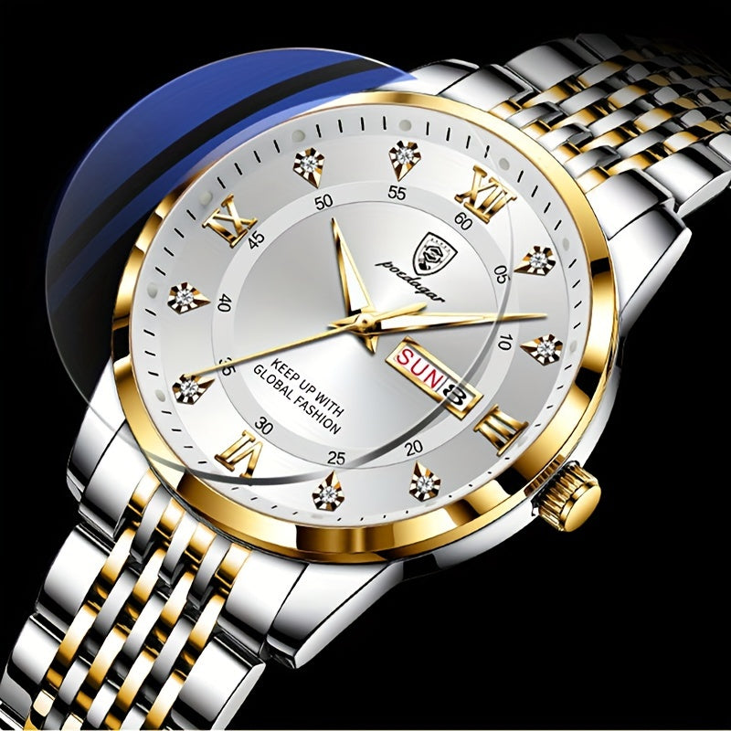 Men's Waterproof Luminous Quartz Chronograph Wristwatch for Business and Sports