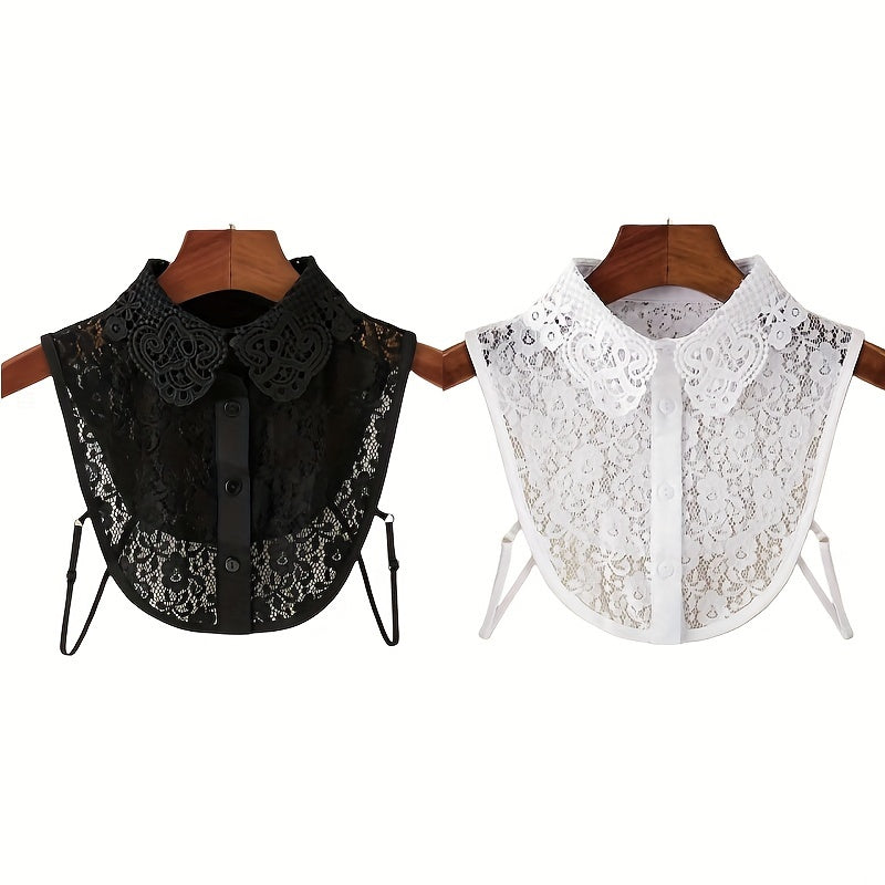 Women's Lace Half-Shirt Collar Adjustable Breathable Hollow Design