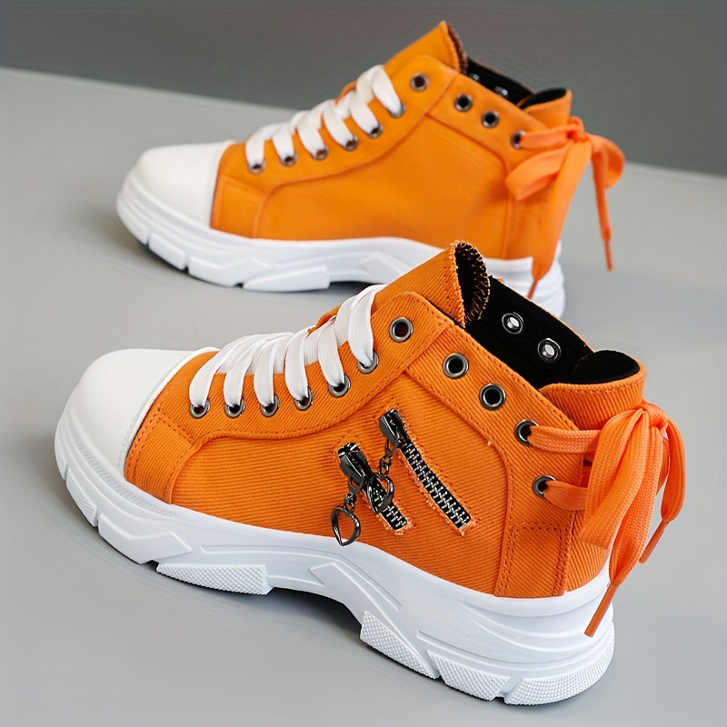 Women's Casual High-Top Ankle Boots Spring Autumn Side Zipper Thick Sole