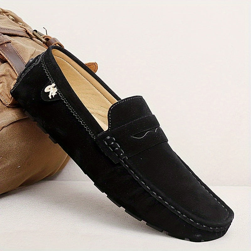 Microfiber Loafers Slip-On Solid Color Rubber Sole Casual Dress Wedding All-Season