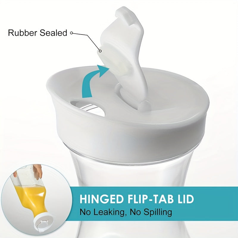 Two 50oz Square Water Bottles Clear Plastic Flip-Top Lids for Iced Tea Juice Beverages