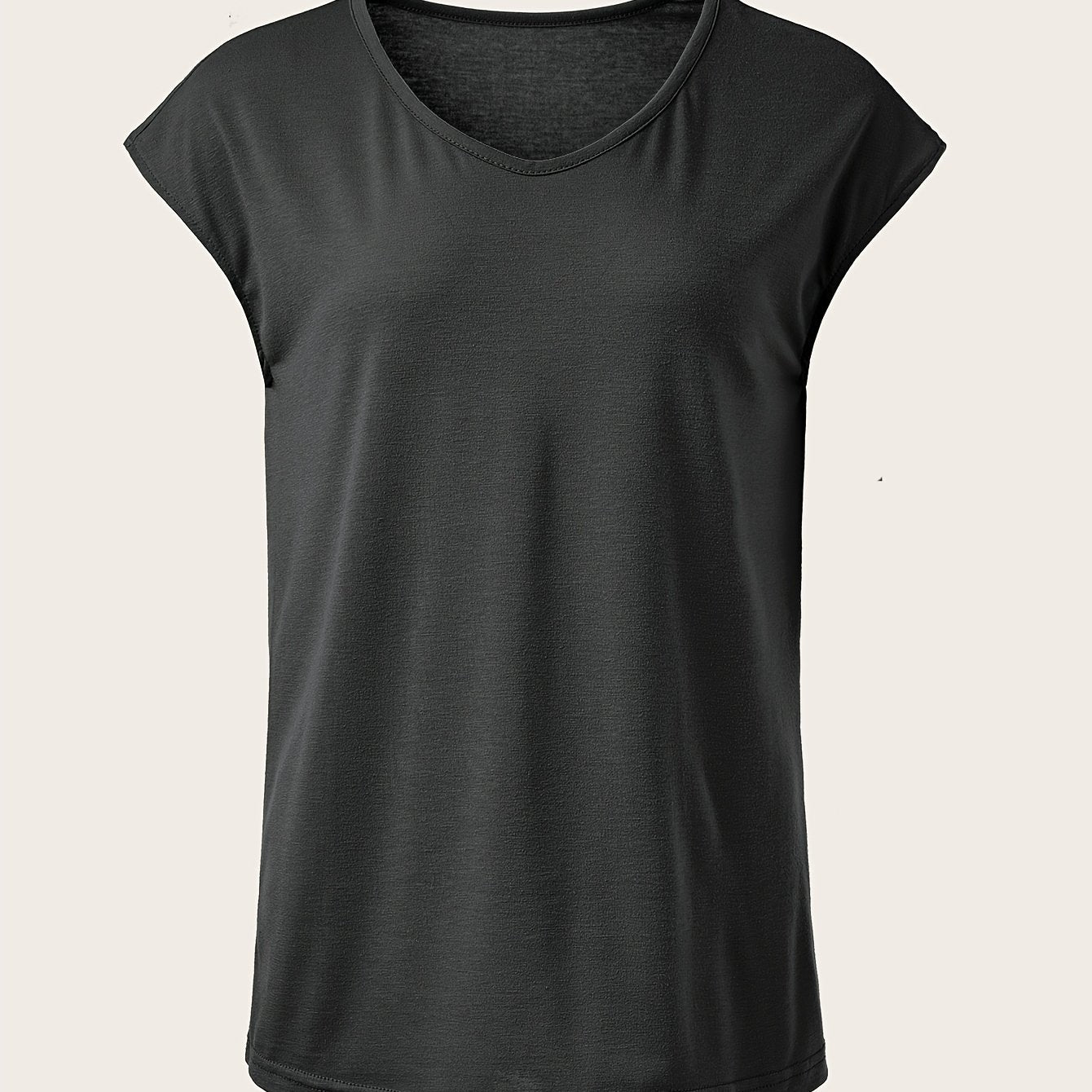 Plus Size Women's Light Blue V-Neck Short Sleeve Polyester Sports T-Shirt