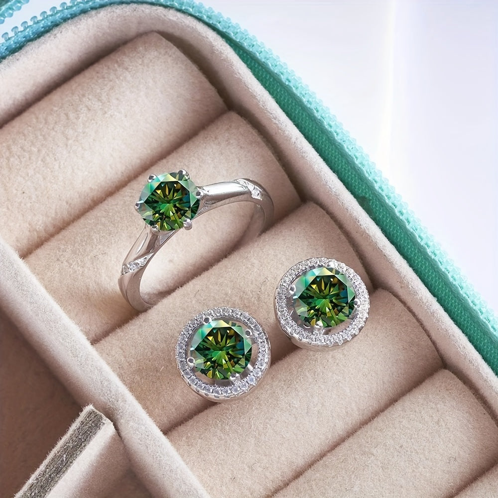 Moissanite Jewelry Set 1.0CT Sterling Silver Wedding and Valentine's Gift