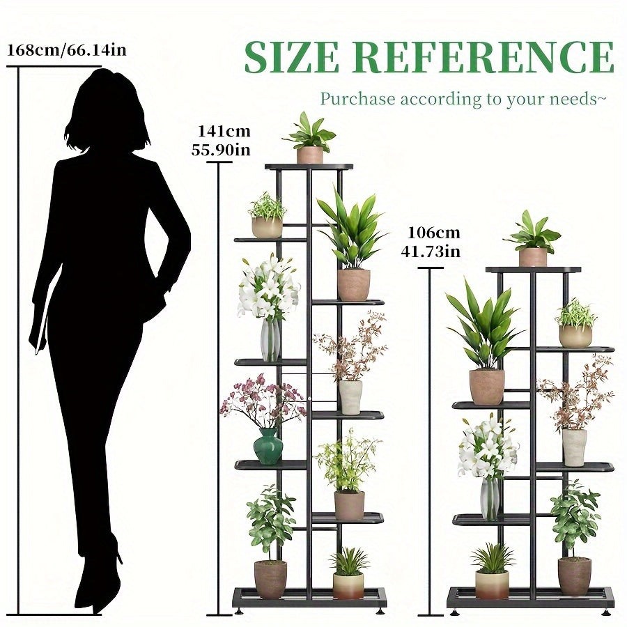 Черная металлическая подставка для растений 4/5/6/7/8 ярусов, для использования внутри и снаружи, держатель для цветочных горшков, прочная полка