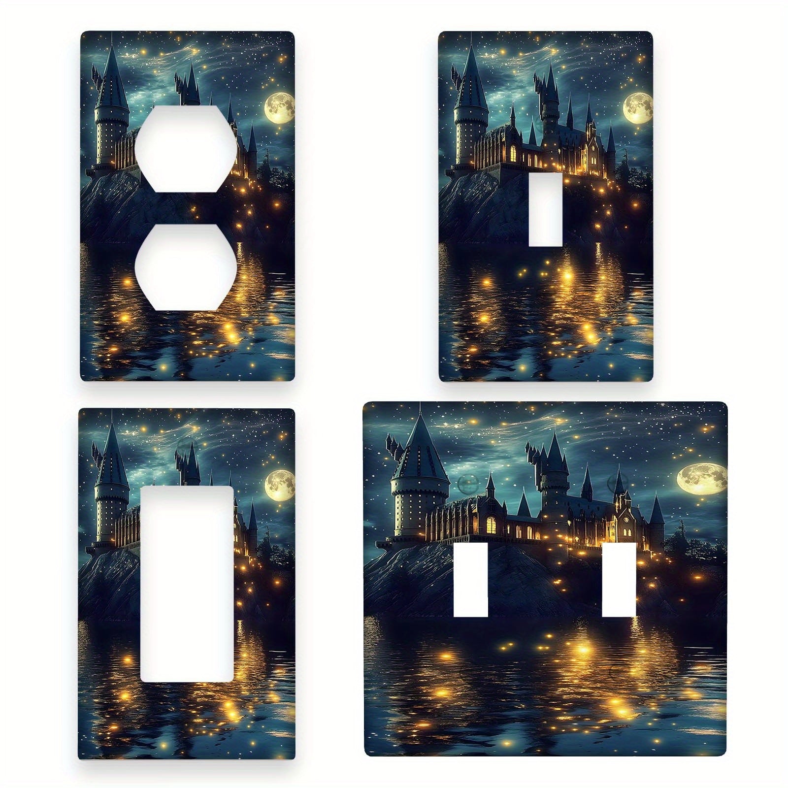 Night Sky Moon Lightning Light Switch Cover Watercolor Agate Stone Decor