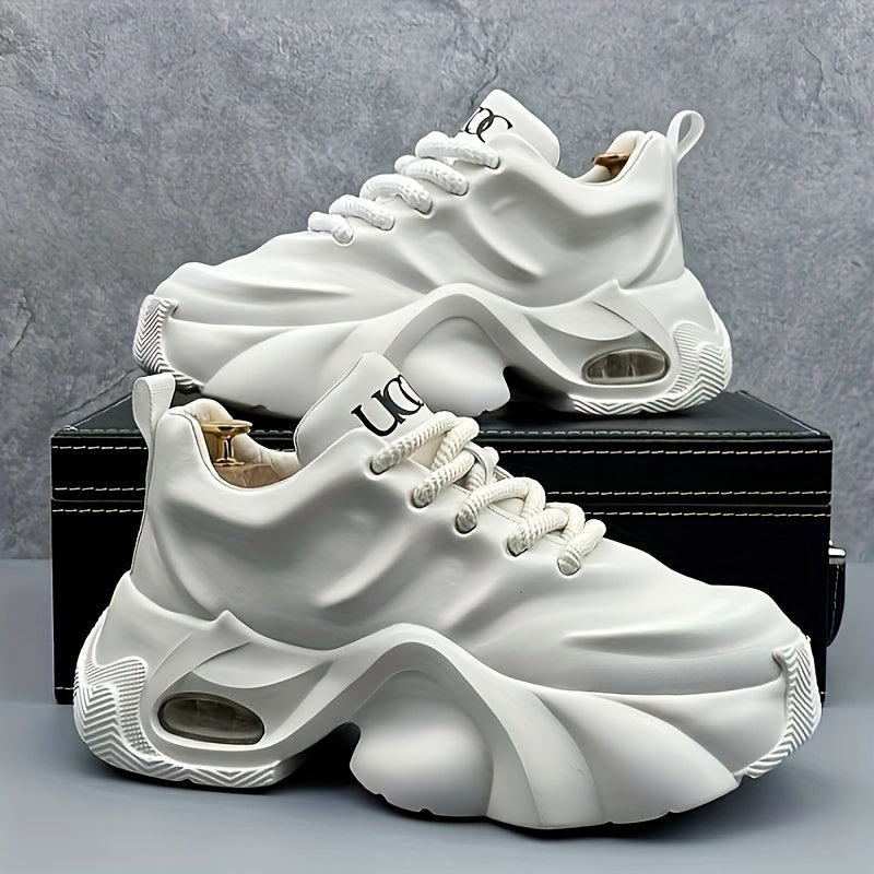 Men's White Chunky Sneakers Breathable Durable All Seasons Casual Street Style
