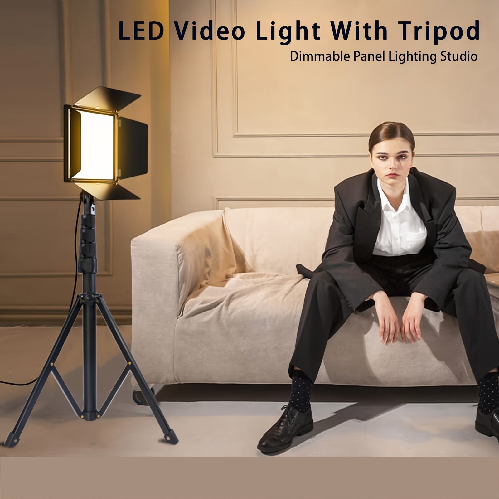 LED-видеосвет с штативом 132 см из алюминиевого сплава, заполняющий свет для влога, фотостудии, прямых трансляций