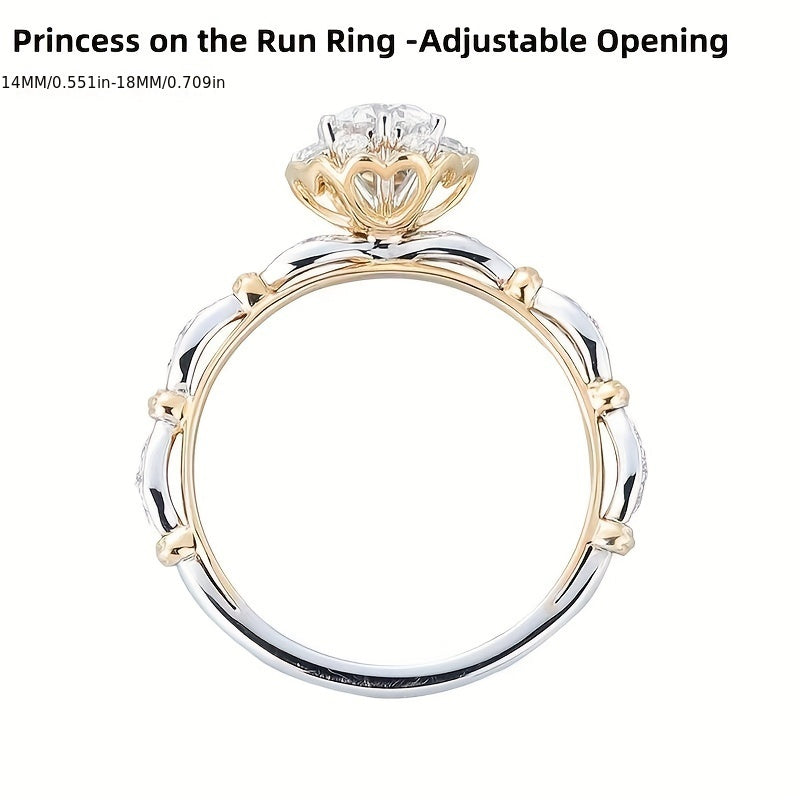 Women’s Adjustable Open Ring with Rhinestone Mosaic 1 Carat Copper Jewelry