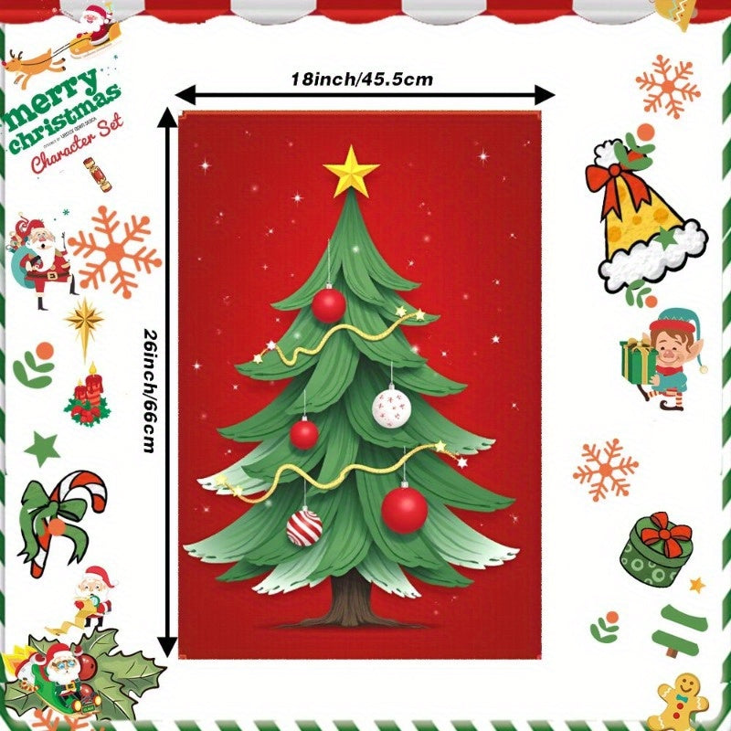 Qor to'pi Qor Rojdestvo daraxti, kiyik, qor odam, fermada Santa Klaus XMZRC, 1 dona, 18 x 66.04 sm o'lchovida.