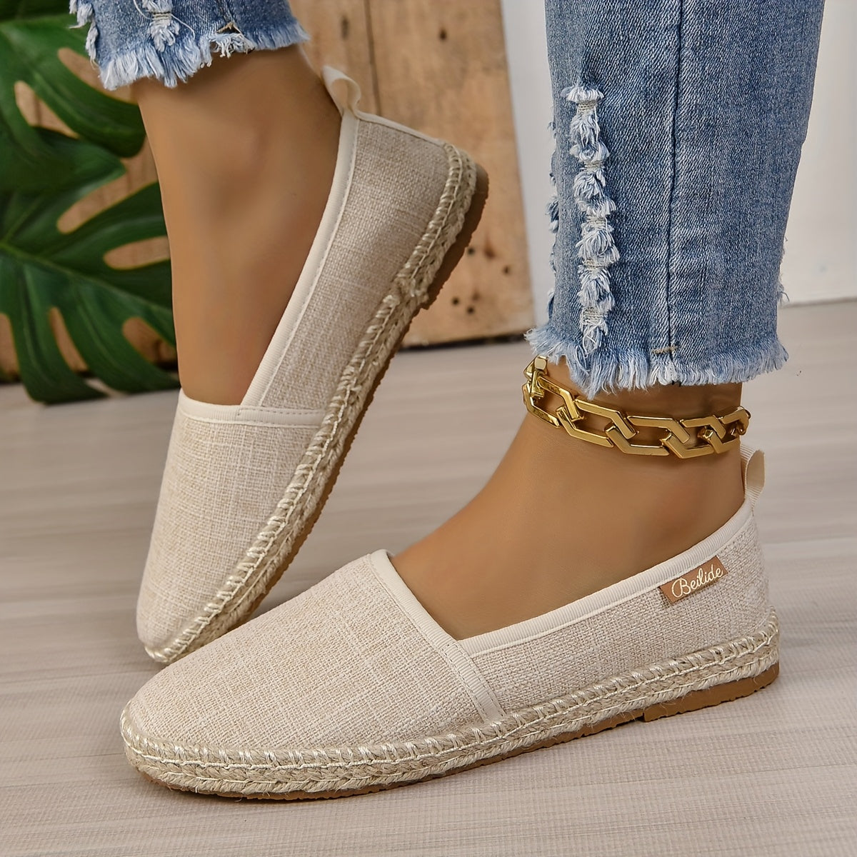 Women's Linen Slip-On Fisherman Shoes Breathable Casual Loafers All-Season