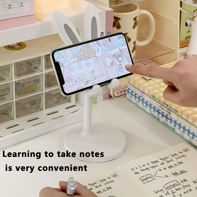 Adjustable Height Mobile Phone Holder with Rabbit Design for Live Streaming
