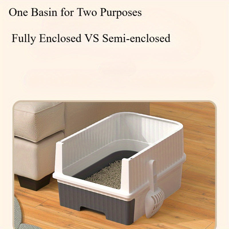 XL Enclosed Cat Litter Box with Drawer Odor-Resistant Easy to Clean Rectangular Polypropylene