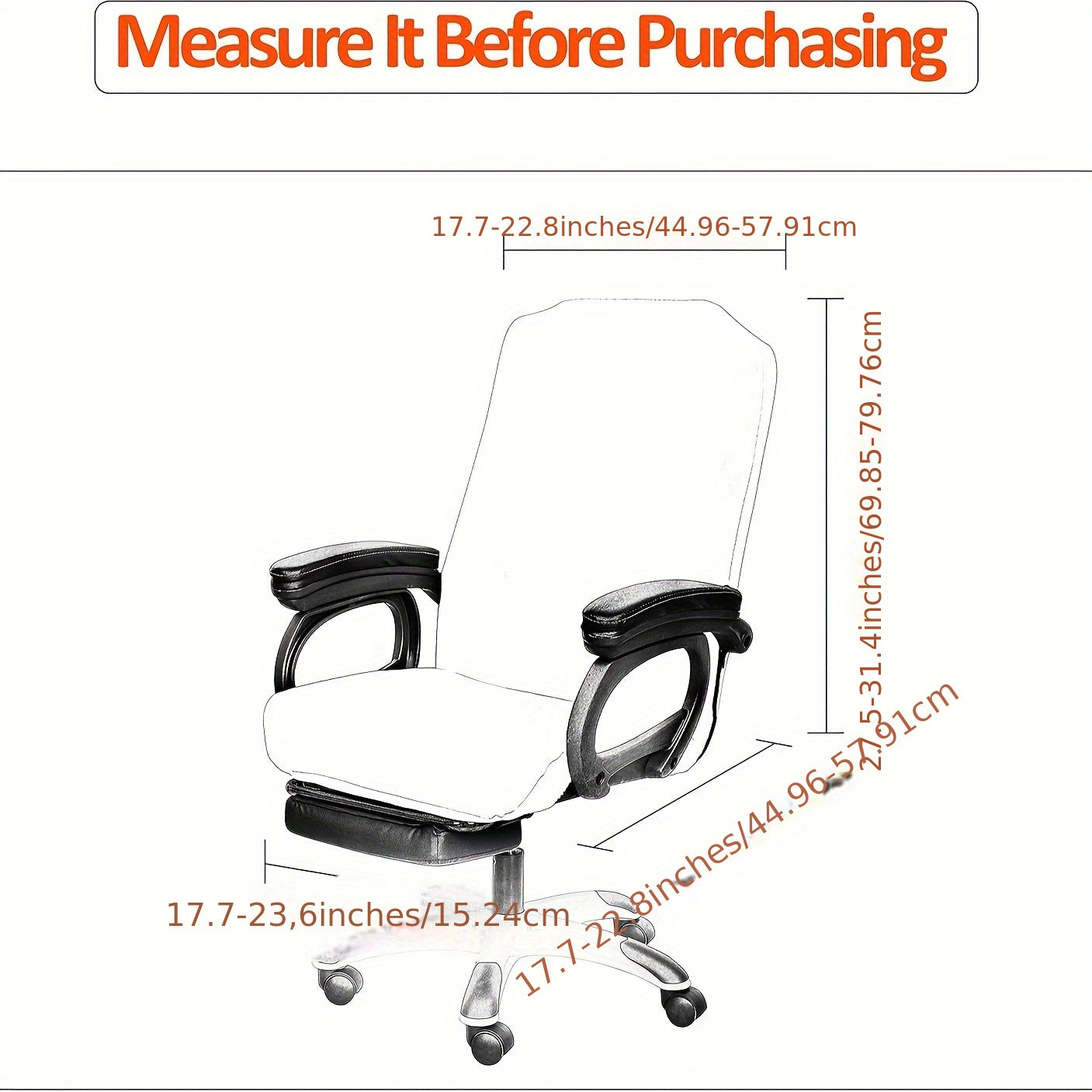 Zipper Office Chair Cover for Swivel High Back Chairs Washable Polyester Spandex Multiple Colors