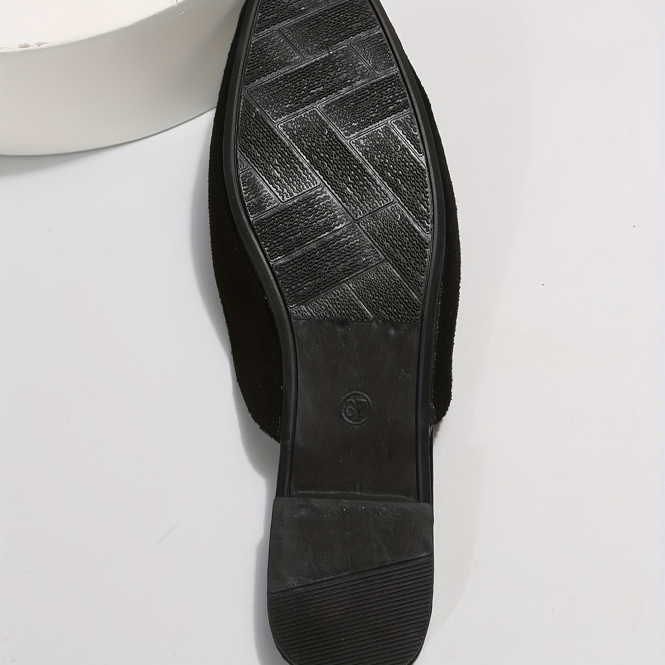 Women's Black Cover Slip-On Mules Flat Shoes with Rubber Sole