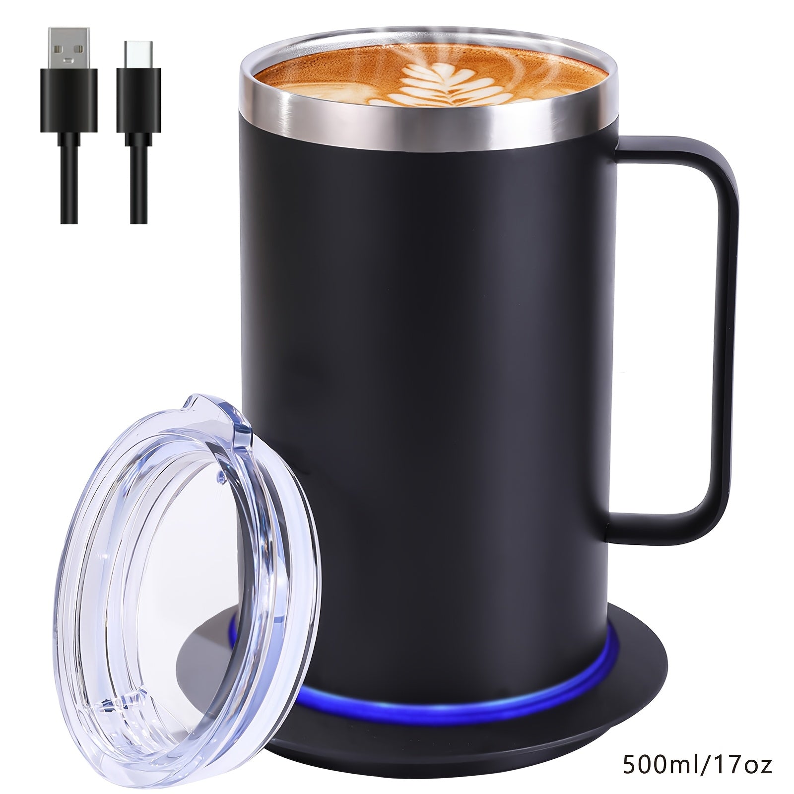 USB-Powered Coffee Thermos Set with Auto-Off and Stainless Steel Mug