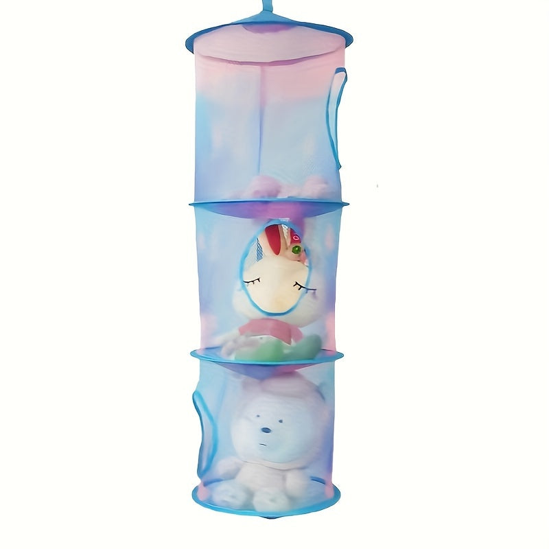 Foldable Storage Organizer 3-Tier Space-Saving Polyester for Toys Clothes Socks