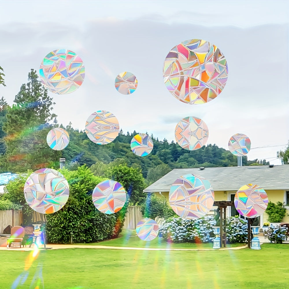 Rainbow Sun Catcher Window Film Set of Round Static Cling Decals 16mil Thickness