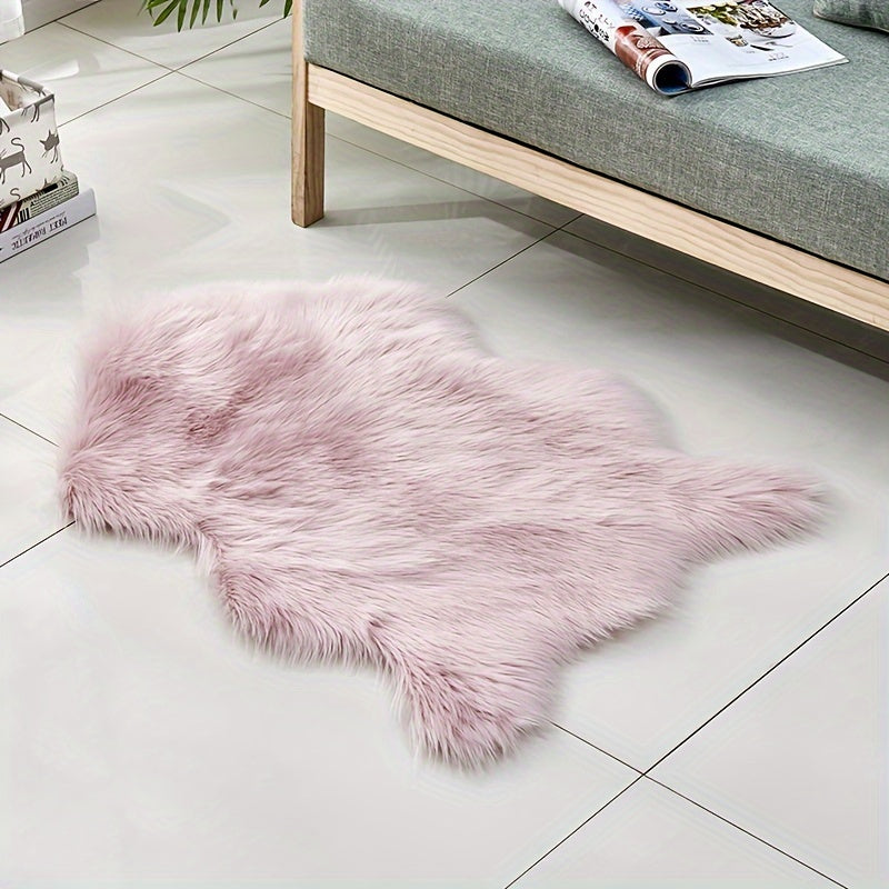 Alfombra de área de pelo sintético elegante, lavable a máquina, resistente a las manchas, forma irregular