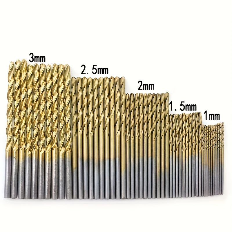 50pcs Titanium Coated High-Speed Steel Drill Bit Set for Metal Wood Plastic
