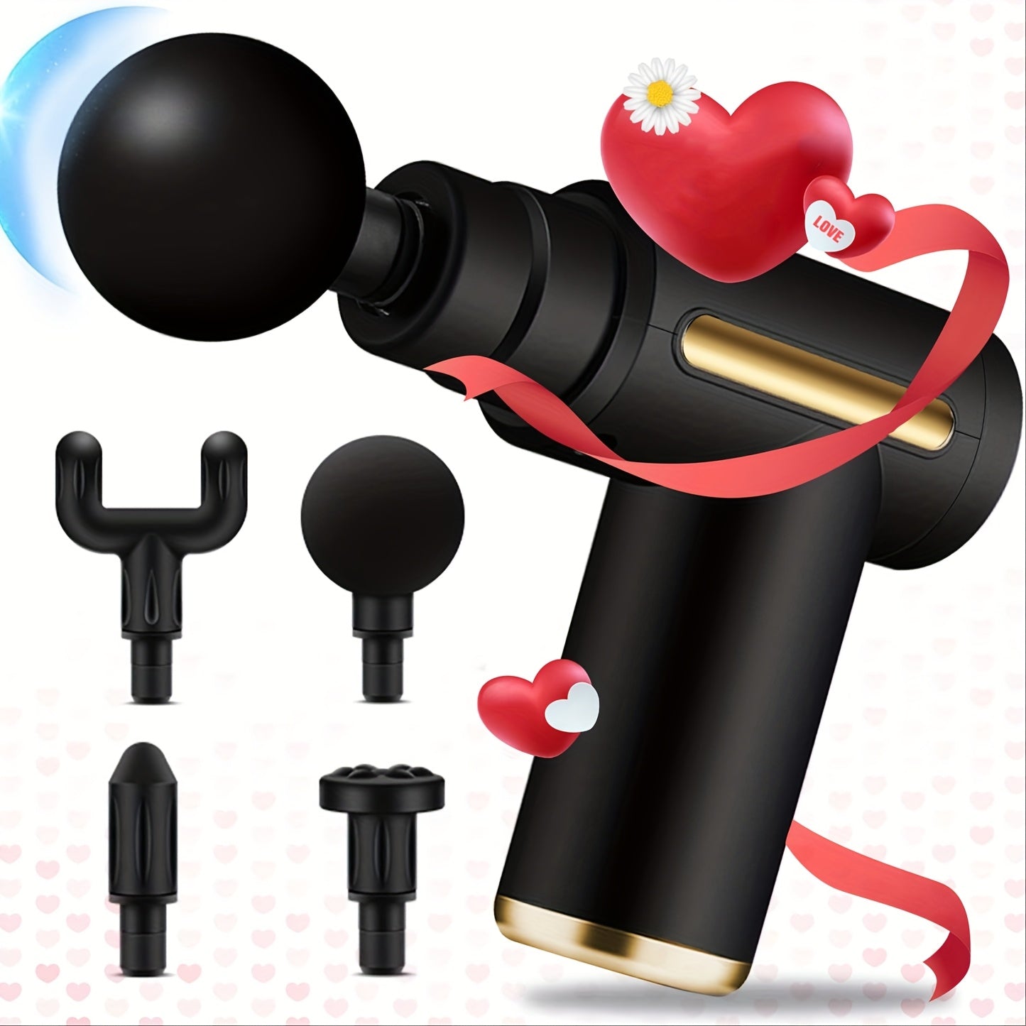 Qayta zaryadlanadigan Lityum Batareya-Polimer Elektr Massaj Qurollari, 4 ta almashtiriladigan bosh bilan, erkaklar, ayollar, fitnes, sport, mushaklarni bo'shatish uchun portativ.