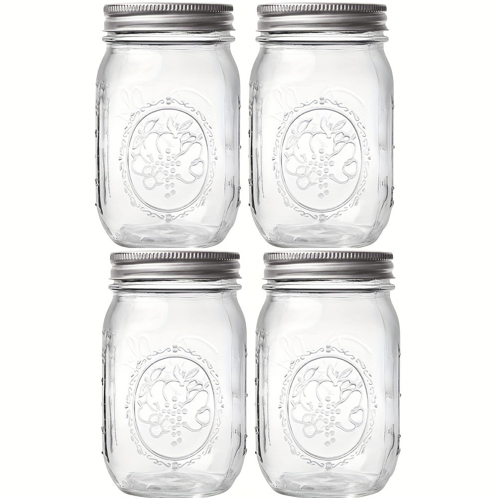 Set of 1/4/8 Clear Glass Mason Jars with Regular Lids for Canning Fermenting and Food Storage