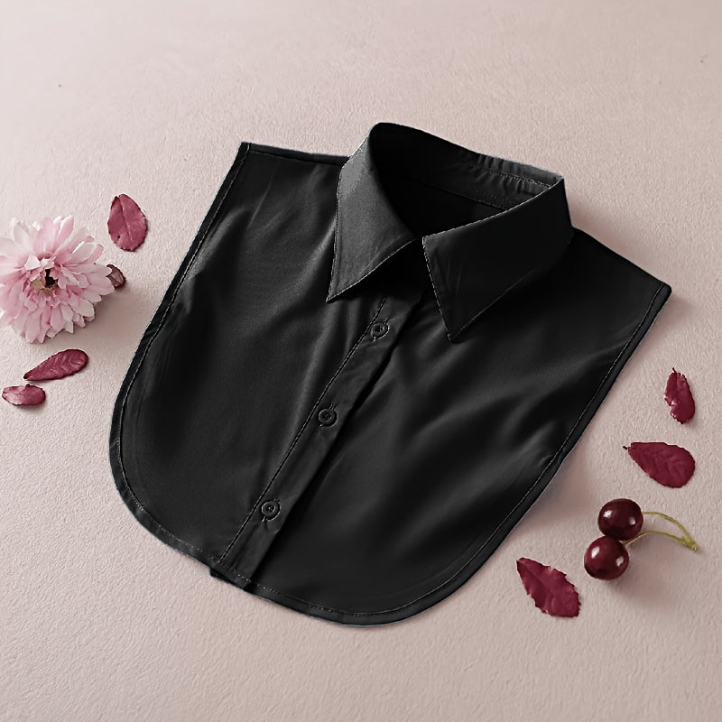 Women's Polyester Shirt Vest with Removable Collar and Woven Bra Accessories