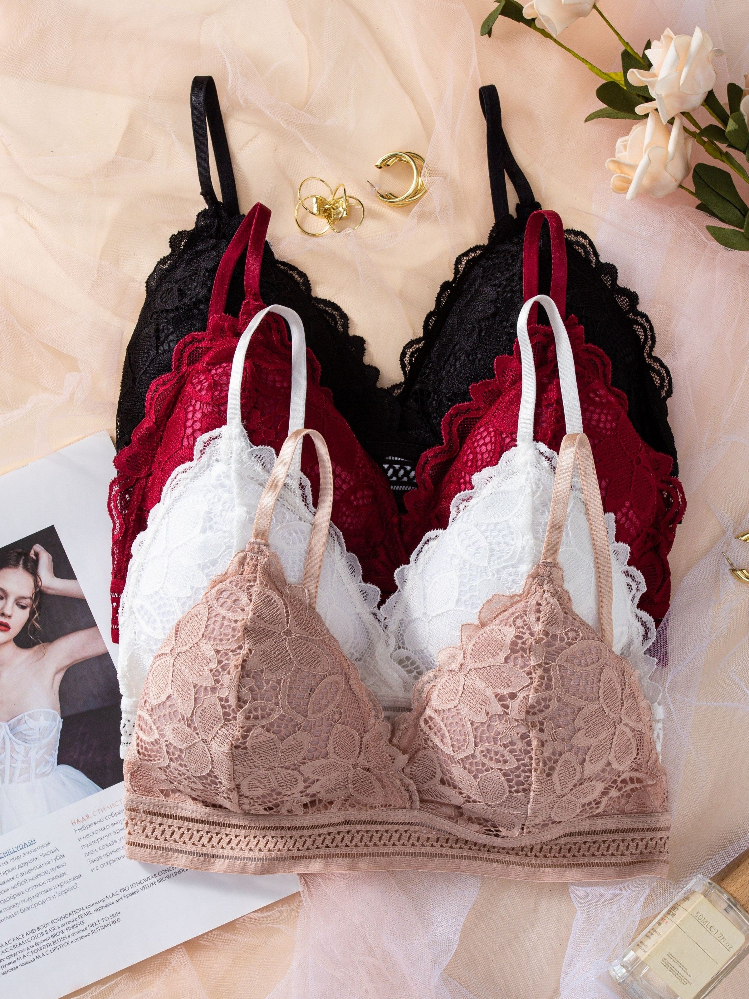 Women’s Lace Wireless Cami Bra Sexy Push Up Lingerie Comfortable